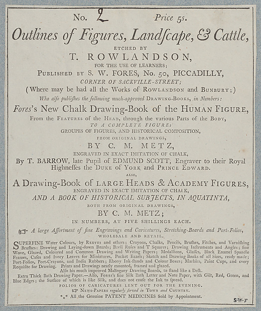 Plate 1, Outlines of Figures, Landscapes and Cattle...for the Use of Learners