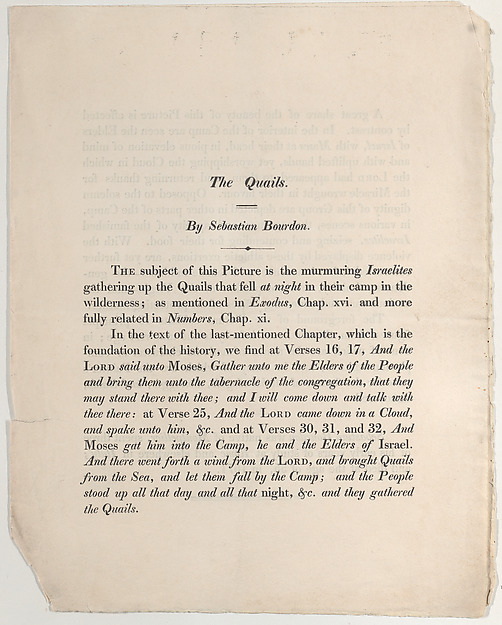 Sheet with "The Quails" by Sebastian Bourdon by Anonymous, British, 18th century