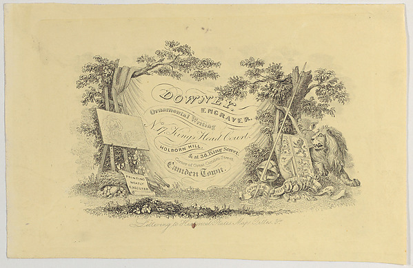 Trade Card for Downey, engraver