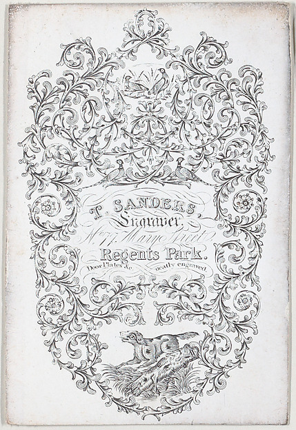 Trade Card for T. Sanders, engraver by Anonymous, British, 19th century, The Metropolitan Museum of Art