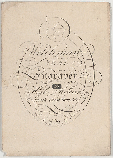 Trade Card for Welchman, seal engraver
