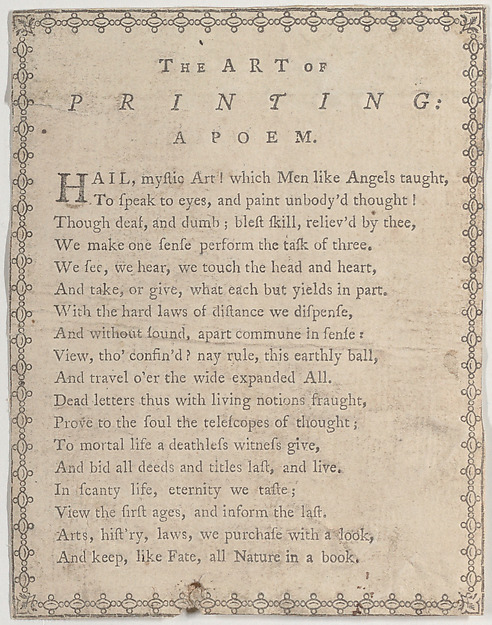 The Art of Printing: A Poem