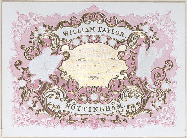 Trade card for William Taylor, engraver, embosser and printer by Anonymous, British, 19th century, The Metropolitan Museum of Art