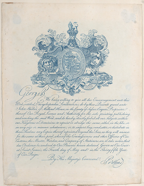 Royal Lisence and Copyright for Encyclopaedia Londinesis