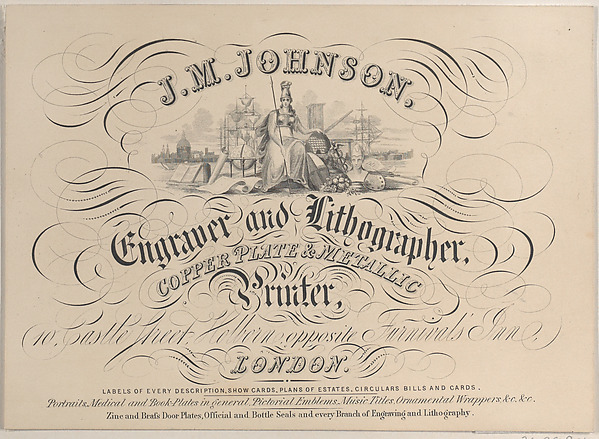 Trade card for J.M. Johnson, Engraver and Lithographer