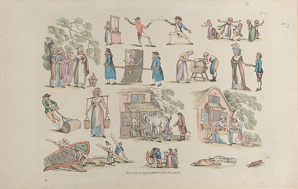 Plate 8, Outlines of Figures, Landscapes and Cattle...for the Use of Learners