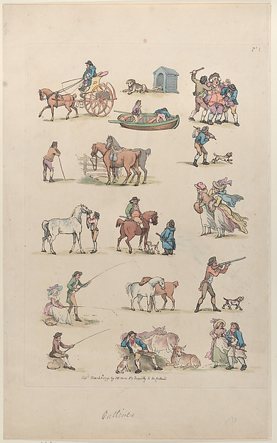 Plate 1, Outlines of Figures, Landscapes and Cattle...for the Use of Learners