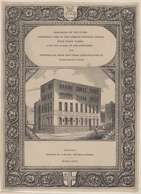 Trade Card for the Temple Printing Office, Printers and Wood Engravers