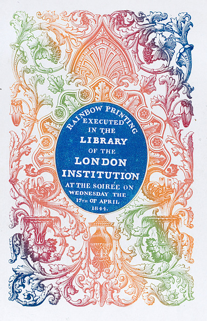 Rainbow-printed Card, made during a Soirée at the Library of the London Institution
