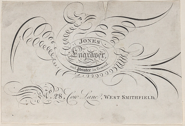 Trade Card for Jones, Engraver and Printer