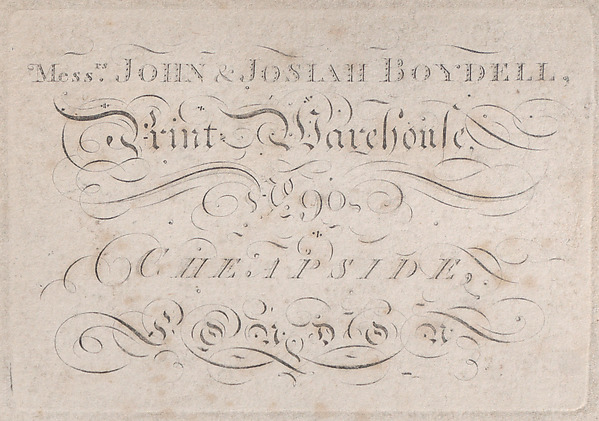 Trade Card for John & Josiah Boydell, Publishers