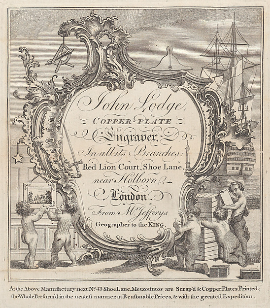 Trade Card for John Lodge, Copper Plate Engraver