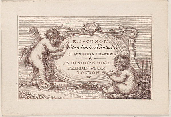 Trade Card for Robert Jackson, Picture Dealer, Printseller, and Restorer