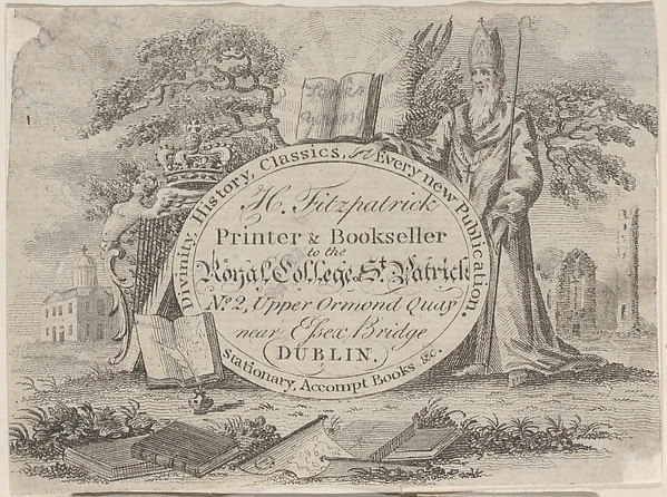 Trade Card for H. Fitzpatrick, Printer and Bookseller