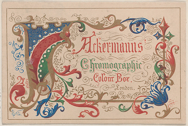 Trade Card for Ackerman's Chromographic Colour Box