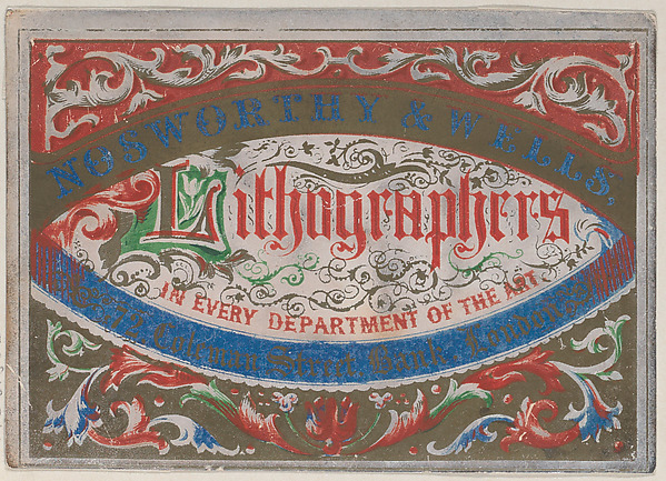 Trade Card for Nosworthy & Wells, Lithographers