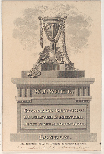 Trade Card for W. J. White, Commercial Draftsman, Engraver & Printer