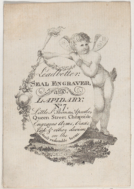 Trade Card for Leadbetter, Seal Engraver and Lapidary
