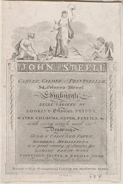 Trade Card for John Steell, Carver, Gilder, and Printseller