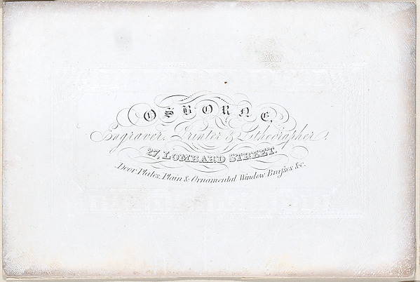Trade Card for Osborne, Engraver, Printer, and Lithographer by Anonymous, British, 19th century, The Metropolitan Museum of Art
