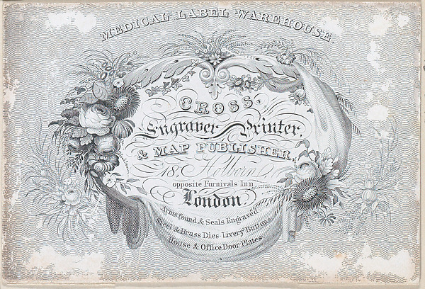 Trade Card for Cross, Engraver, Print and Map Publisher