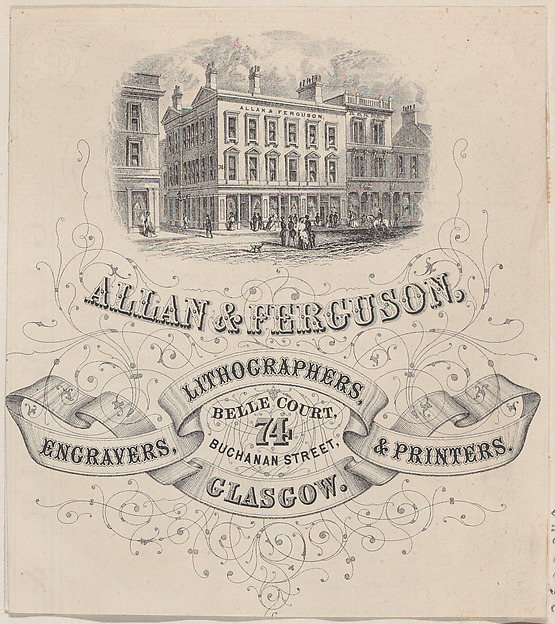 Trade Card for Allan & Ferguson, Engravers, Lithographers & Printers