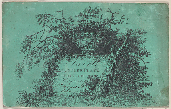 Trade Card for Savell, Copper Plate Printer