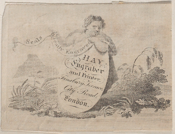 Trade Card for Hay, Engraver & Printer