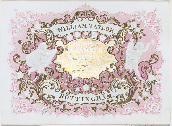 Trade Card for William Taylor, Engraver, Embosser & Printer by Anonymous, British, 19th century, The Metropolitan Museum of Art