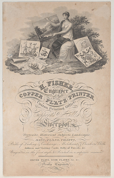Trade Card for H. Fisher, Engraver and Copper Plate Printer