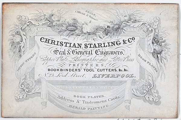 Trade Card for Christian, Starling & Co., Seal and General Engravers