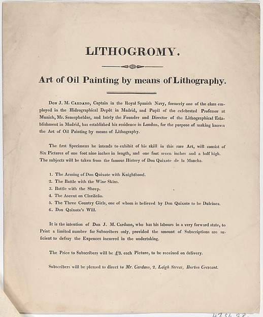 Trade Card for José Maria Cardano, Lithographer