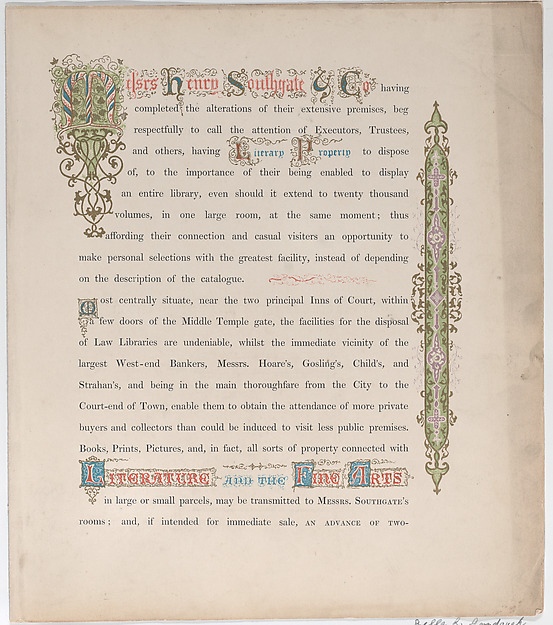 Trade Card for Messrs. Henry Southgate & Co., Book Sellers