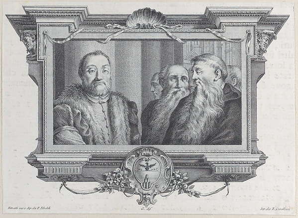 Three bearded men, one wearing fur