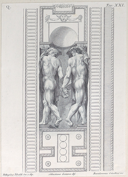 Plate 21: two nude figures wearing veils, seen from behind