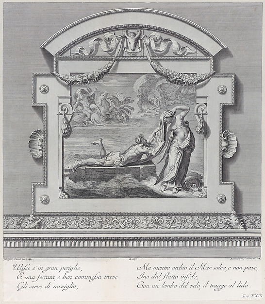 Plate 26: Ulysses escaping on a raft with the aid of the sea deity Leucothea