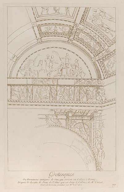 Grotesques: detail of the stucco reliefs decorating the Colosseum in Rome