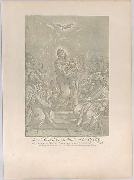 The Pentecost, with the Virgin standing at center, the Holy Spirit above, and Apostles on both sides