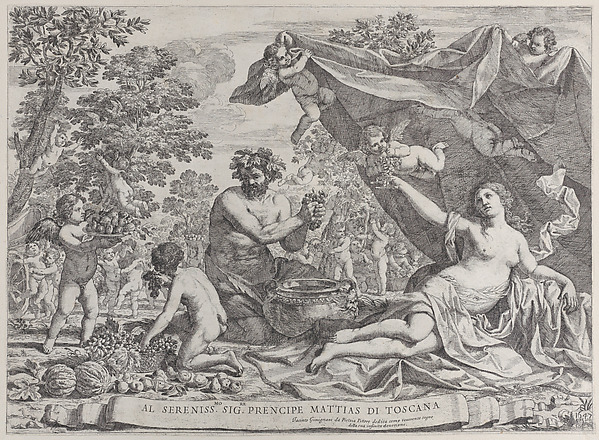 Garden of Venus with Bacchus Squeezing Grapes