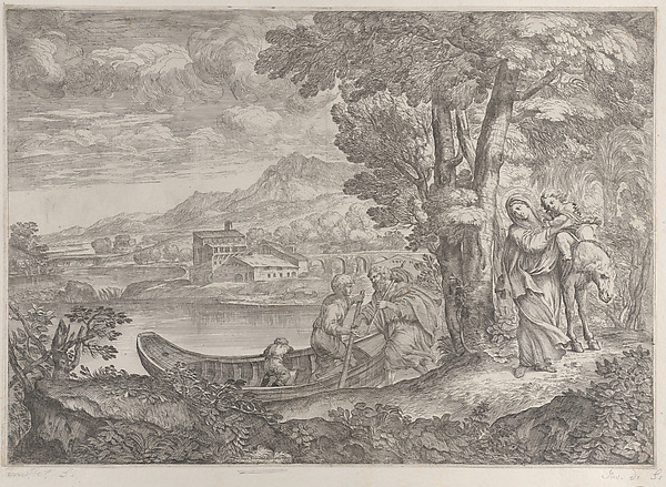Landscape with the flight into Egypt by Giovanni Francesco Grimaldi