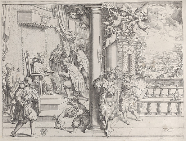 A Young Man Presenting his Thesis to Cardinal Aldobrandini