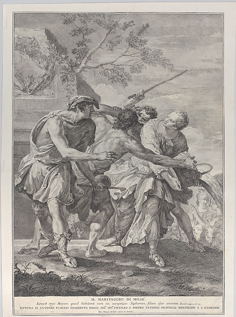Moses defending the daughters of Jethro by Pietro Monaco