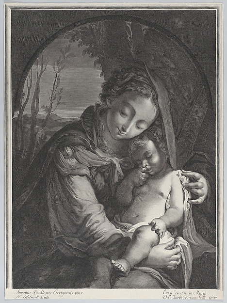 Virgin with the sleeping Christ child by Nicolas Etienne Edelinck