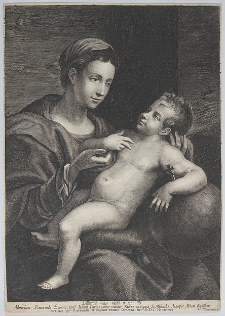 Virgin and Child, with the Christ child leaning against an orb by Lucas Vorsterman I