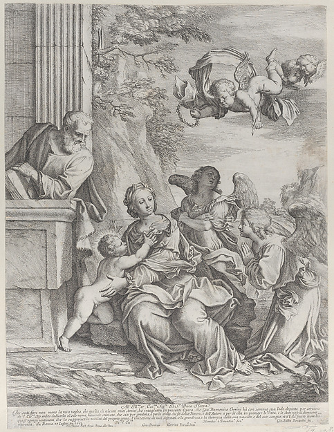 The Holy Family with angels at right and overhead by Giovanni Battista Beinaschi