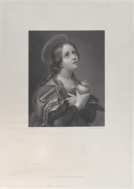 Mary Magdalene as a young girl, clutching her unguent vase