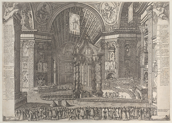 Theater in Saint Peter's Basilica for the Canonization of Gaetano Thiene and Francis Borgia on April 12, 1671 by Giovanni Battista Falda