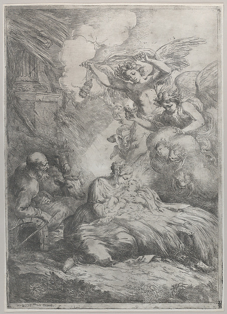 The Nativity with Angels by Bartolomeo Biscaino
