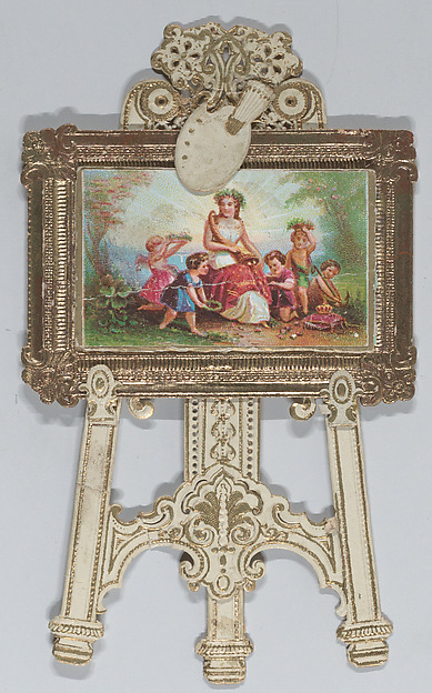 Valentine - Standing easel, chromolithographed family