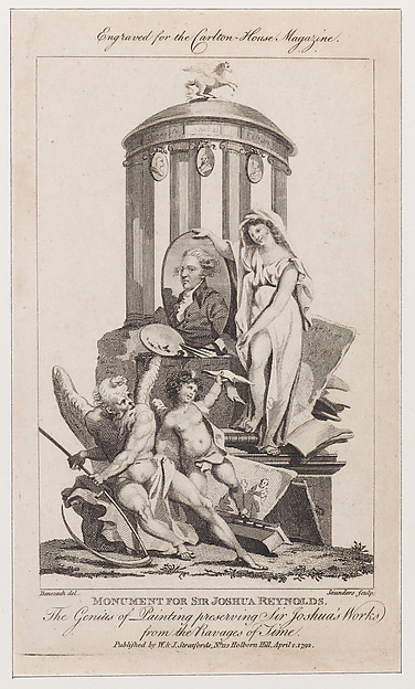 Monument for Sir Joshua Reynolds, from "Carlton House Magazine"